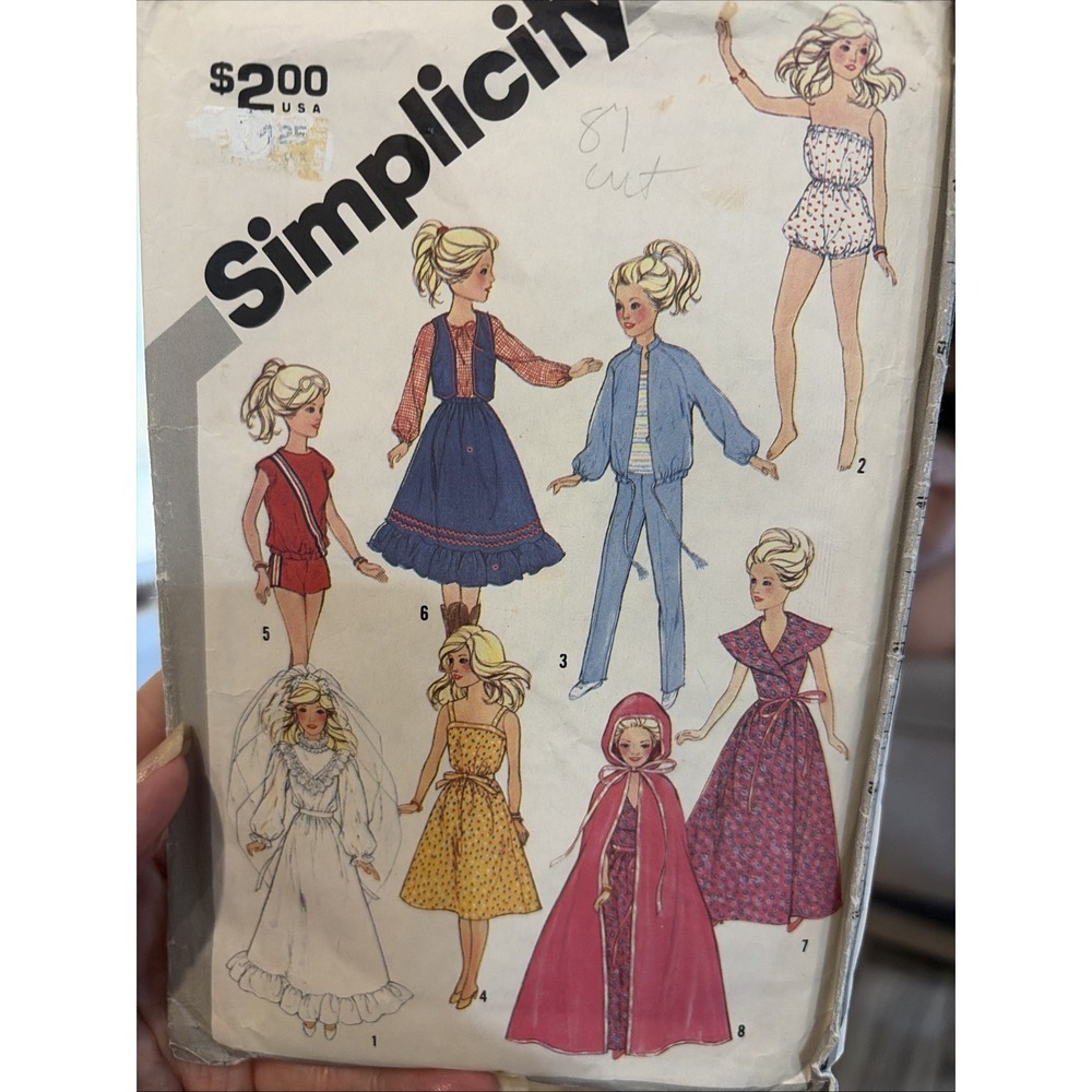 Simplicity 5356 Vintage 1981 Barbie Doll Clothes Sewing Pattern Cut Complete